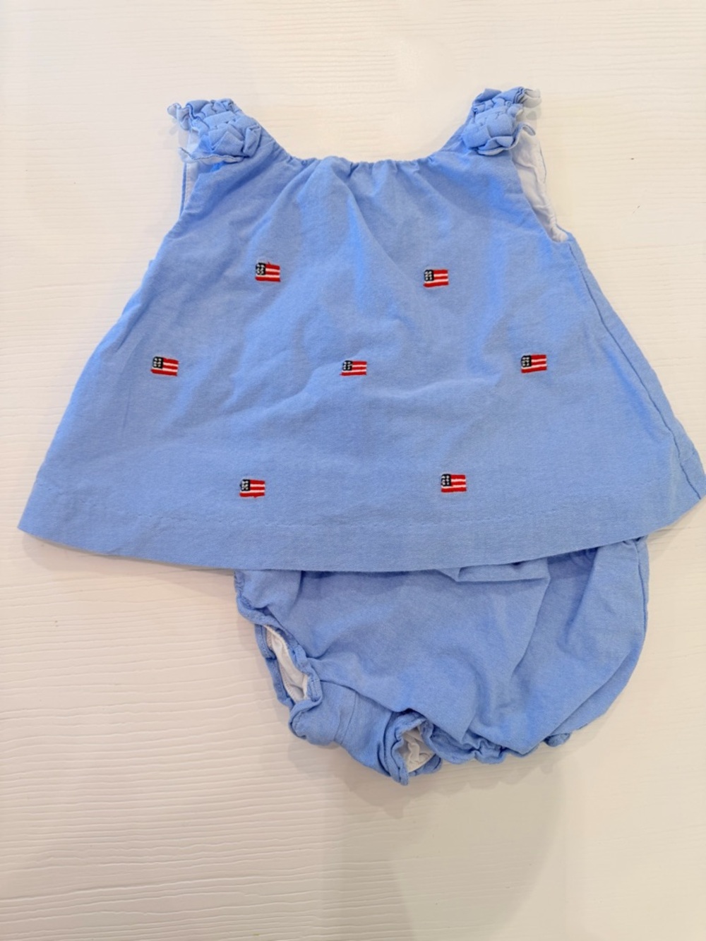 Janie and Jack Light Blue Embroidered Diaper Cover Set